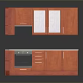 Orange Kitchen Cabinet Combination With Wall Mounted Cabinets Base Units Oven Drawers And White Countertop