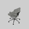 Plaid Fabric Office Chair With Adjustable Armrests And Metal Base On Wheels