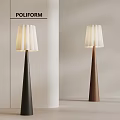 Poliform Modern Floor Lamps With Black Brown Bases And White Pleated Shades