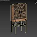 Contemporary Wine Cabinet With Brown Wooden Door And Black Metal Stand Interior