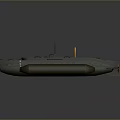 Military Style Green Submarine Model With Yellow Antenna And Detailed Structure