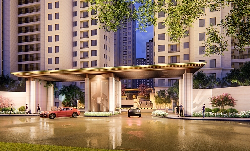 New Chinese residential landscape SU model 3d model