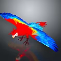 Low Poly Red Blue Yellow Parrot Flying With Spread Wings And Extended Claws 3d model