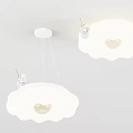 White Cloud Shaped Ceiling Lights With Small Bird Ornaments And Warm Glow 3d model