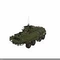Military Weapon Armored Vehicle with Mounted Cannon Machine Gun and Multiple Green Wheels