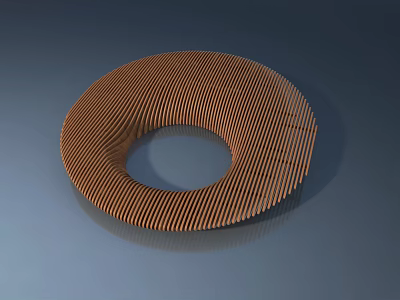 Brown Striped Wooden Swing Door Design With Blue Background 3d model