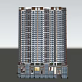 Modern Commercial Street With High Rise Building And Retail Shop Fronts
