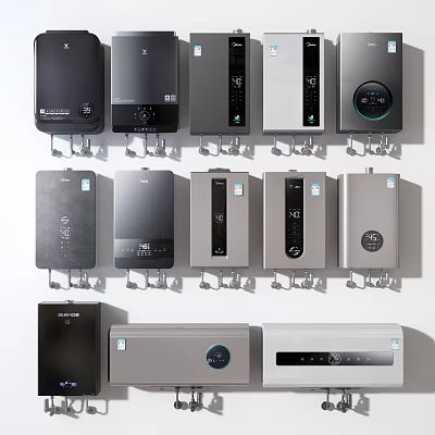 Assorted Household Appliances Featuring Multiple Colors and Different Styles Wall Mounted 3d model