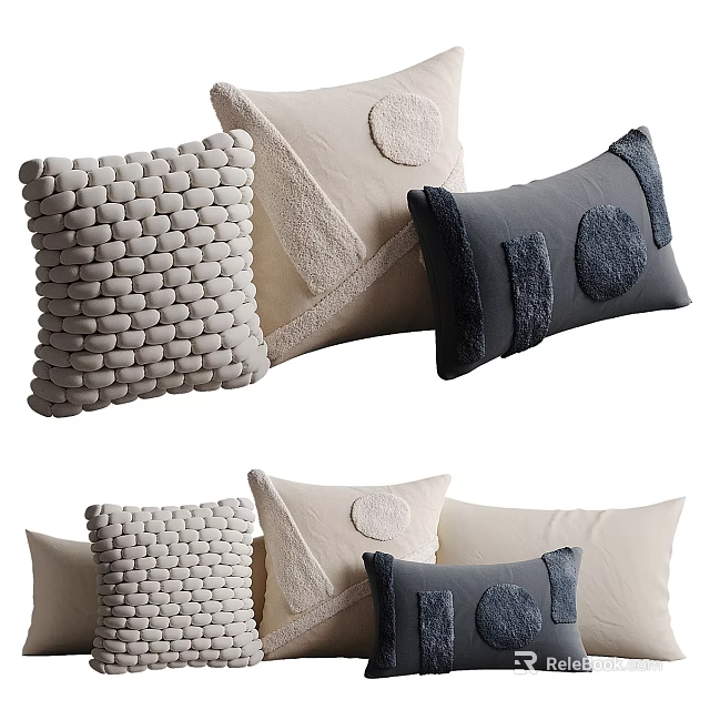 Decorative Throw Pillows With Textured Patterns And Neutral Tones 3d model 