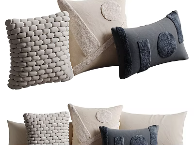 Decorative Throw Pillows With Textured Patterns And Neutral Tones 3d model