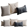 Decorative Throw Pillows With Textured Patterns And Neutral Tones 3d model