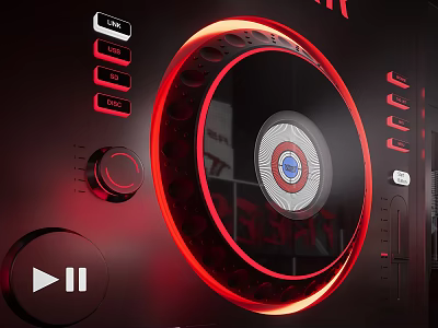 Futuristic Wall Decor With Red Glowing Circular Elements 3d model