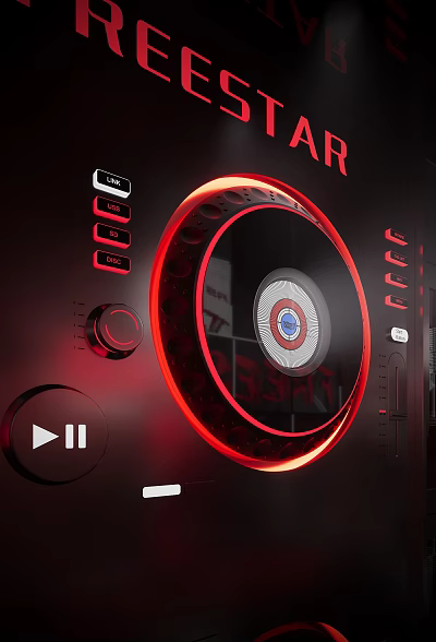 Futuristic Wall Decor With Red Glowing Circular Elements 3d model
