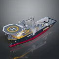 Detailed Model Ship Featuring Helicopter Deck Crane And Red Bottom Hull Design 3d model