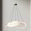 Modern White Curved Chandelier With Black Pendant Cables And Metal Frame