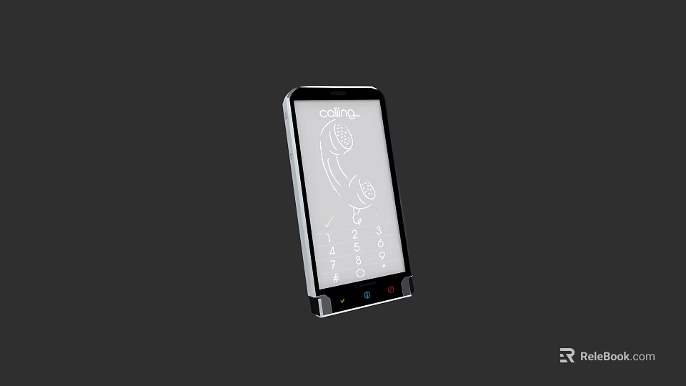 Sleek Digital Smart Phone With Touch Screen And Call Interface Design 3d model 