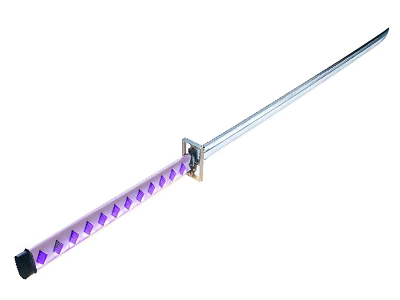 Decorative Weapon With Silver Blade And Purple Hilt Diamond Pattern Design 3d model