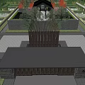 Modern Garden Landscape Design With Pathway Central Decorative Screen And Green Walls