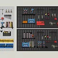 Organized Hardware Tools Wall Mounted Display With Various Screwdrivers Wrenches And Storage Cases