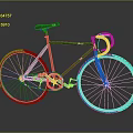 Green Bicycle with Brown Seat and Orange Handlebars White Rims and Black Tires