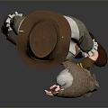 Woman Wearing Cowboy Hat Leather Armor Arm Guard Shorts And Brown Boots