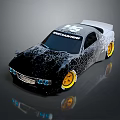 Speedmasters Race Car With Number 45 Cracked Body Design And Yellow Rims