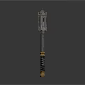 Slender Industrial Metal Equipment With Tower Like Top And Cylindrical Gold Base