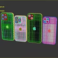 Assorted Color Apple Smartphones With Camera Modules And Logo Displayed In Row 3d model