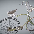 Vintage Bicycle Design With Green Frame Headlight Brown Wheels And Black Saddle