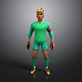Game Movie Character In Green Goalkeeper Uniform With Blonde Hair And Captain Armband