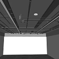 Industrial Suspended Ceiling With Metal Framework Piping Layout And Lighting Strips