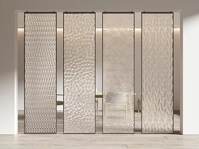 Modern Textured Glass Room Dividers With Various Patterns For Interior Partition Design 3d model