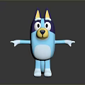 Animated Blue Dog Game Movie Character With Purple Ears Big Eyes White Paws Open Arms