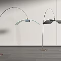 Modern Arched Floor Lamps With Transparent And Dark Shades Round Base In Minimalist Room
