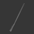 Gray Long Slender Component With Curved End And Smooth Surface Design Feature