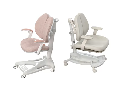 Ergonomic Kids Chair with Adjustable Height Swivel Wheels Soft Pink and Light Gray Design 3d model