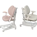 Ergonomic Kids Chair with Adjustable Height Swivel Wheels Soft Pink and Light Gray Design