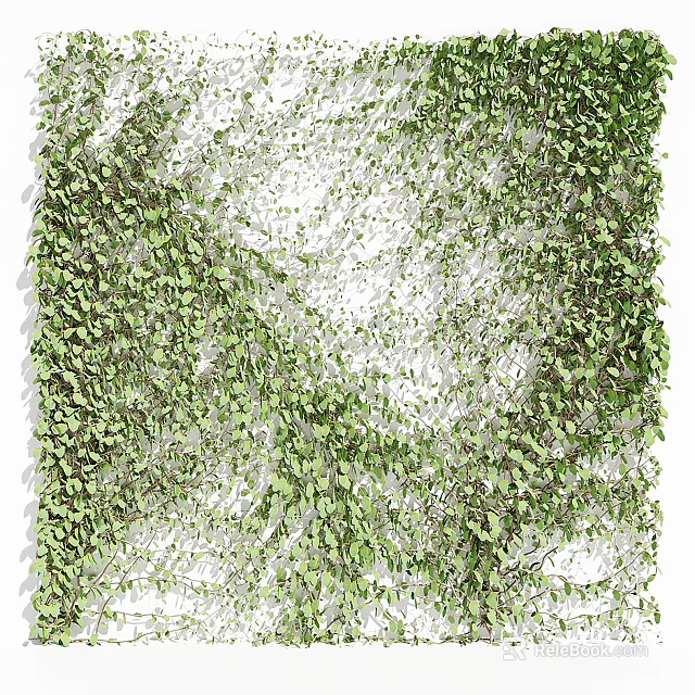 Lush Green Vines As Decorative Wall Covering 3d model 