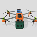 Multirotor Drone with Orange Blue Body Green Propellers and Motors