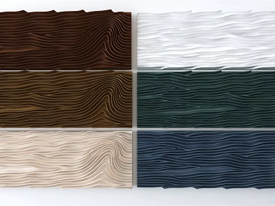 Stylish Wall Decor Featuring Brown White Green Beige Blue and Wavy Textures 3d model