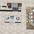 Modern Kitchen Interior With Wooden Cabinets Dining Table And Chairs