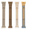 Ornate Classical Columns With Carved Tops Fluted Shafts Various Colors And Decorative Gold Accents