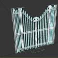 Wooden Fence Gate With Arched Top Circular Finials And Vertical Spiked Slats