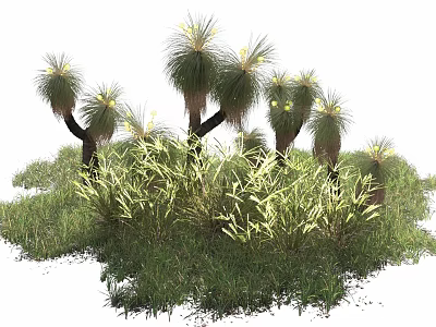 Colorful Flowers And Plants Featuring Tall Yellow Blossoms Lush Green Leaves And Herbs 3d model