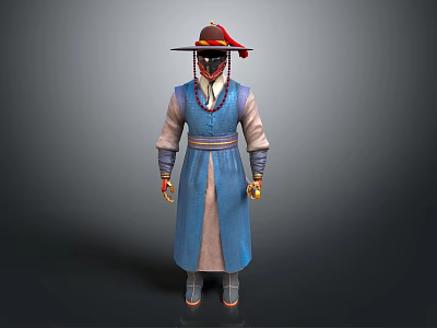 South Korea General Ancient Samurai Traditional Costume Historical Figure Oriental Culture Warrior Armor Ancient Male 3d model