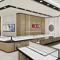 Luxury Jewelry Store Interior With Glass Display Counters And Brand Signs