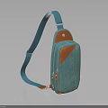 Turquoise And Orange Crossbody Bag With Canvas Fabric And Sleek Zipper Design