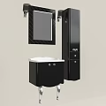 Modern Black Washbasin Vanity With Mirror Cabinet And Sleek Design