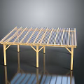 Wooden Pergola With Slatted Roof And Light Colored Support Legs Outdoor Structure Design