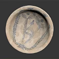 Decorative Handcrafted Ceramic Bowl With Blue Leaf Patterns And Beige Base